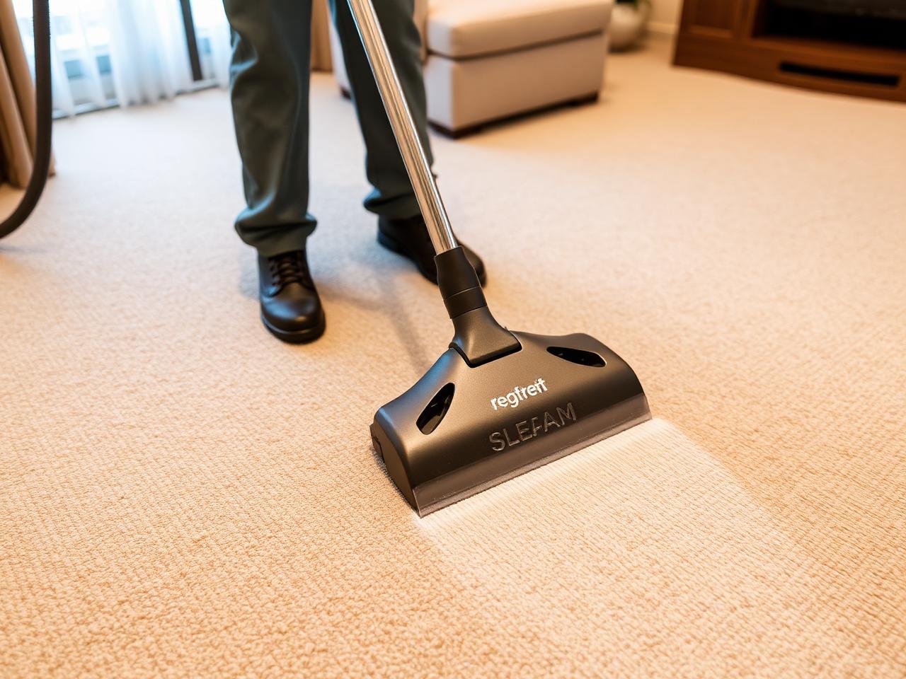 Carpet steam cleaning machine on a beige carpet